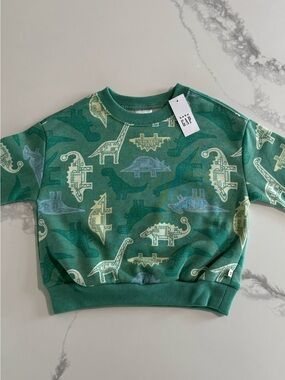 GAP Toddler Boy Green Dinosaur Sweatshirt 2T NEW
